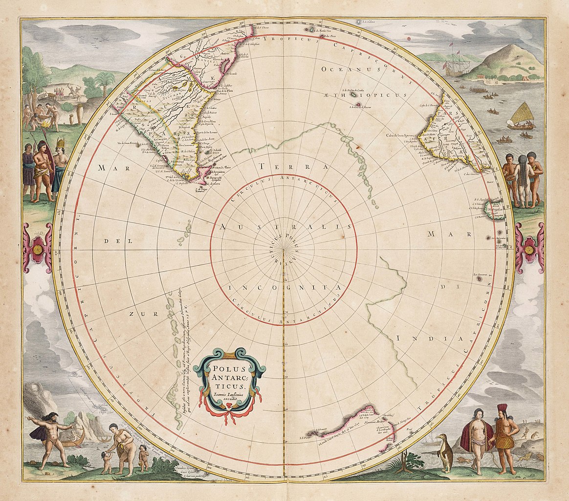 A speculative map of the antarctic, labelled Terra Australis Incognita.
