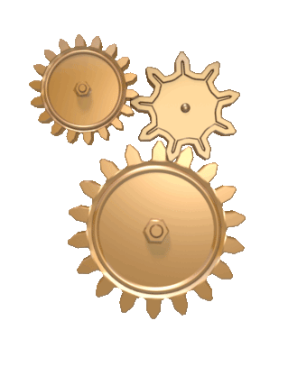 An animation of golden gears.
