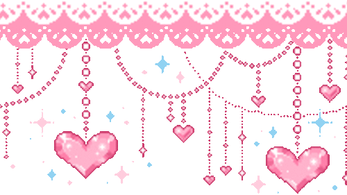 A lacey banner dangling hearts with twinking stars.