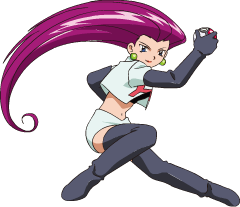 Jessie from Pokemon, posing with a Pokeball.