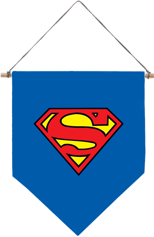 A hanging banner bearing Superman's symbol.
